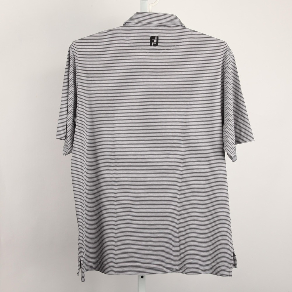 FootJoy Polo Shirt Mens XL Gray Striped Golf Performance Rockaway River CC Logo - Picture 4 of 11
